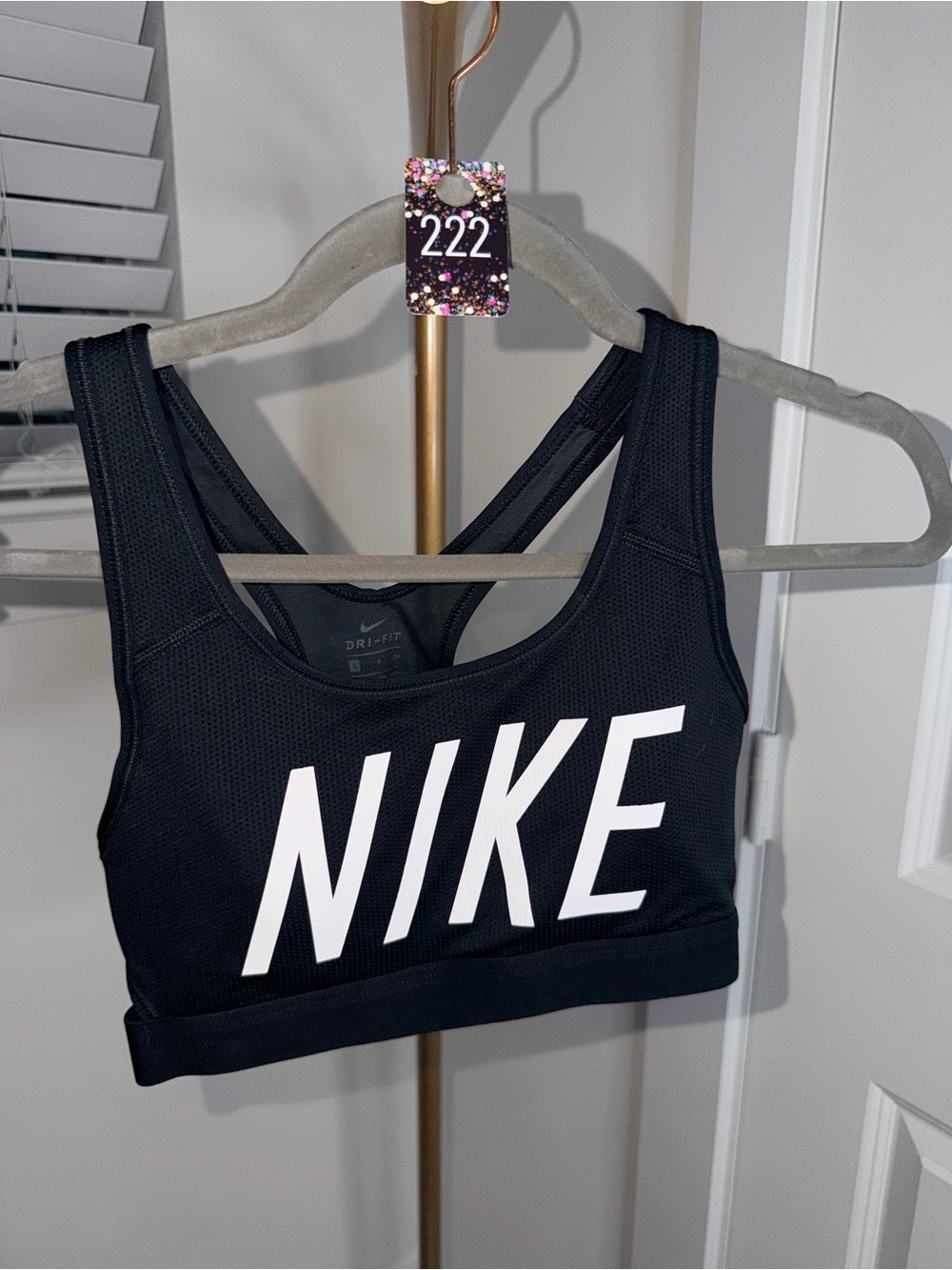222 Nike Black and White Dri-FIT Racerback Sports Bra